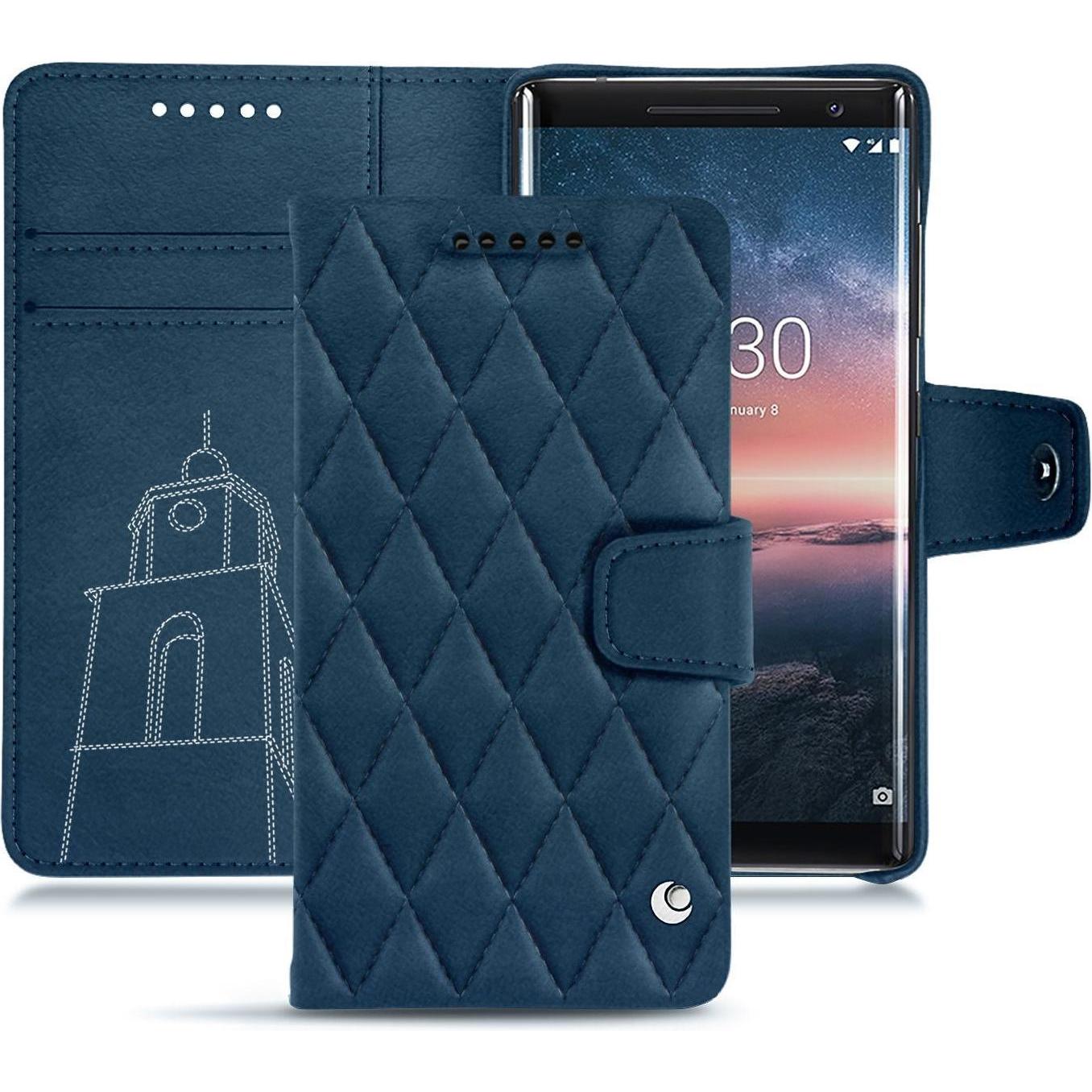 Noreve Lederschutzhülle Wallet (Nokia 8 Sirocco), Smartphone Hülle, Blau