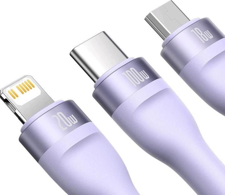Actual product image Baseus USB C – USB C/Lightning/Micro USB (1.50 m, USB 3.2 Gen 1, 100 W)