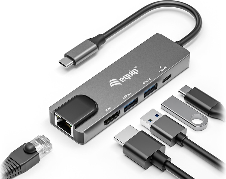 Actual product image equip USB-C Hub (USB-C, 5 Ports)