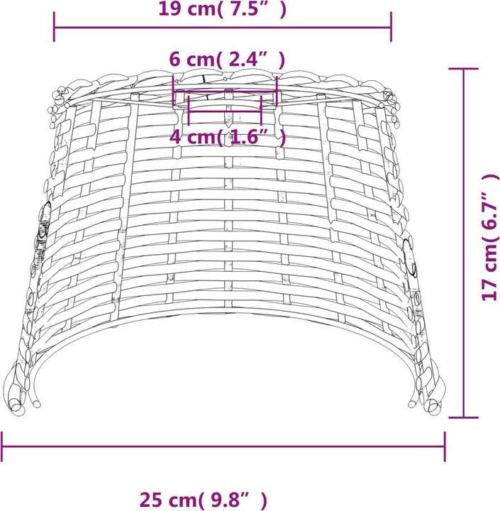 Actual product image VidaXL Lampenschirm Braun Ø25x17 cm Korbweide, Farbe: Braun