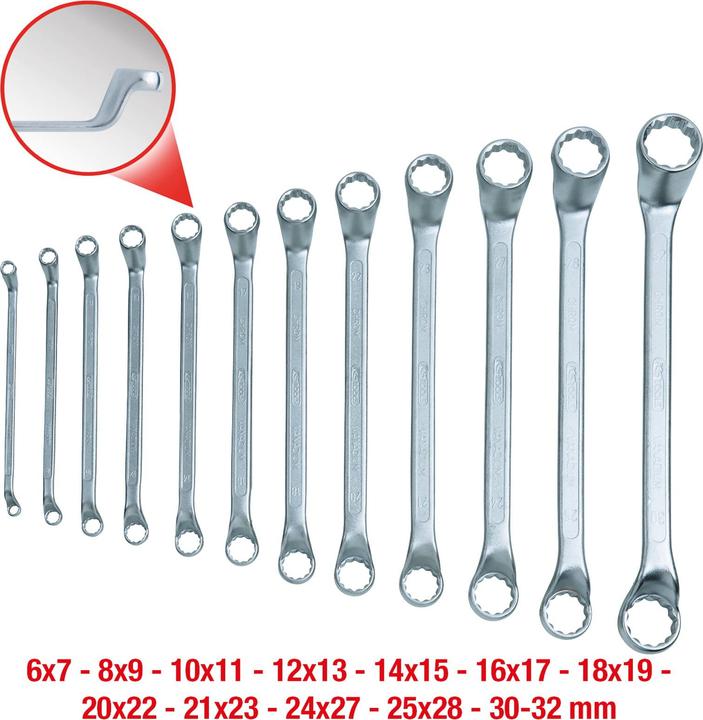Actual product image KS Tools Double ring spanner set 12 pcs. cranked, 6-32mm (32 mm, 6 mm)