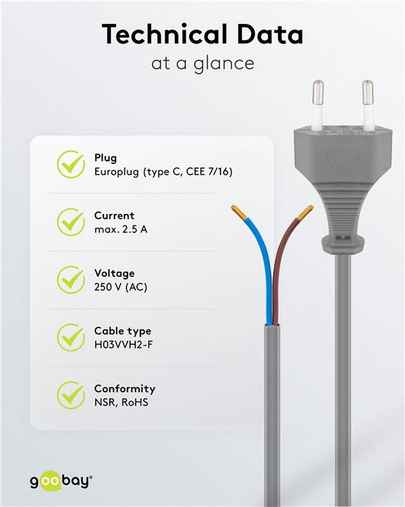Actual product image Goobay Power connection cable gray 1.50 (1.50 m)