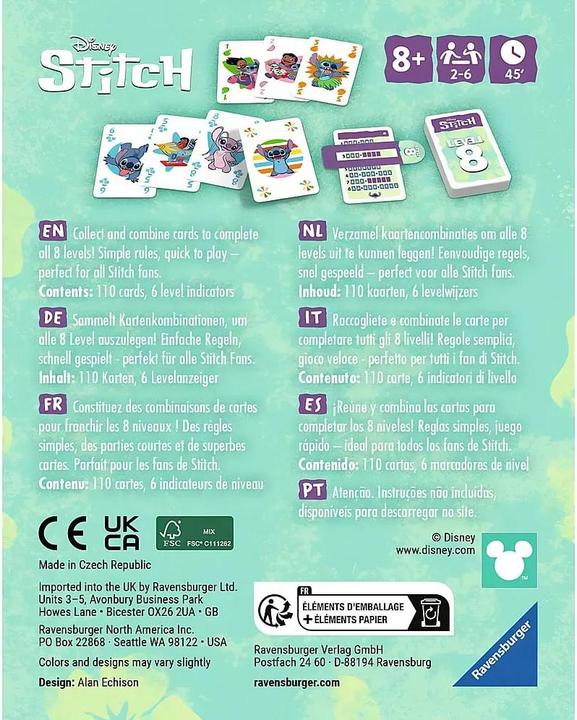 Produktbild Ravensburger 24700 - Disney Stitch Level 8 - Das beliebte Kartenspiel für 2-6 Spieler und (Deutsch, Englisch, Französisch, Italienisch, Niederländisch, Portugiesisch, Spanisch, 2 - 6 Spieler)