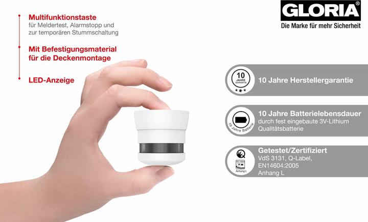 Image du produit Gloria RC-10 Détecteur de fumée