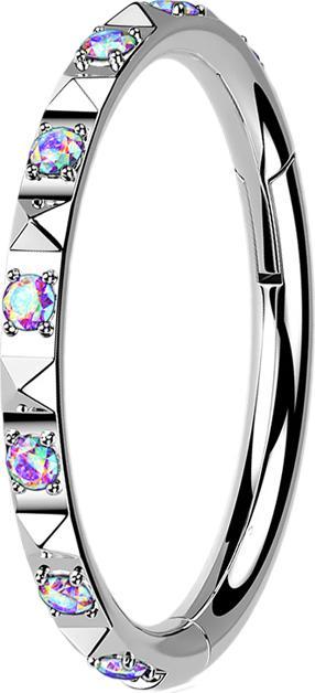 Immagine prodotto Star Piercing Anello a micro segmenti con cerniera in argento con piramidi laterali e cristalli multicolore (Titanio, senza ottone)