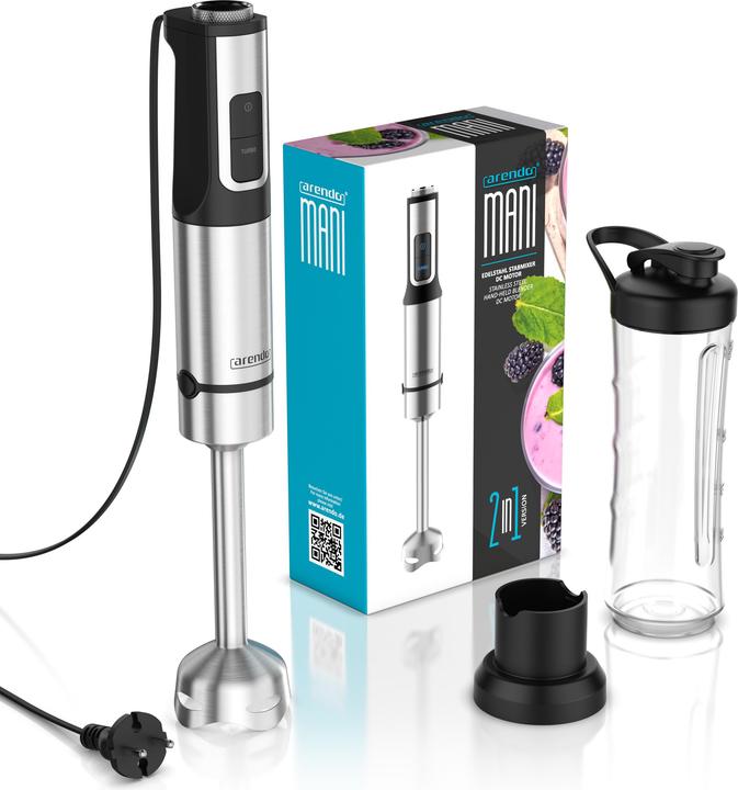 Produktbild Arendo Stabmixer Set 1500 Watt, Edelstahl Pürierstab, 12 Stufen, Abnehmbarer Mixfuss, DC-Motor, ergonomisch