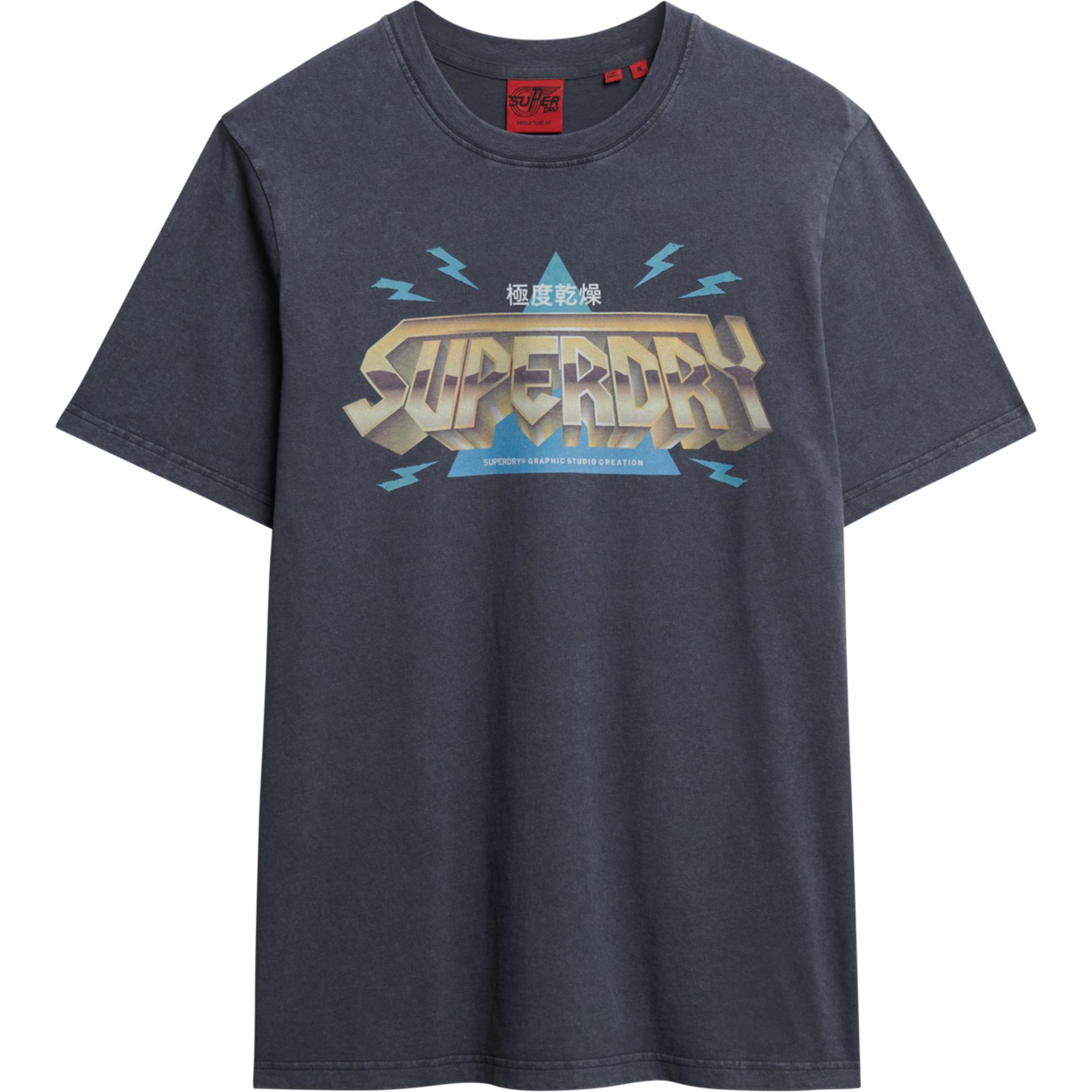 Superdry, Herren, Shirt, Lässiges T-Shirt mit Rockband-Logo, Grau, (S)