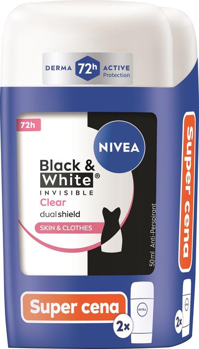 Produktbild NIVEA B&W Invisible Clear Duo Solid Antitranspirant-Set, 2 x 50 ml (50 ml)