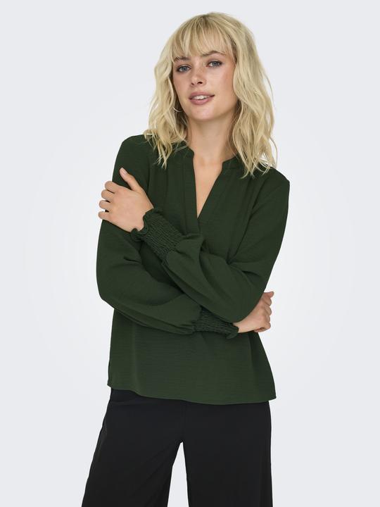 Produktbild Only Normal geschnitten Rundhals Gesmokte Ärmelbündchen Voluminöser Armschnitt Top Top (XS)