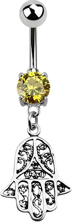 Immagine prodotto Star Piercing Banana in argento con ciondolo Hamsa giallo (senza ottone, Acciaio chirurgico 316L, Argento 925)