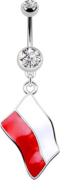 Produktbild Star Piercing Banane silber mit Anhänger Flagge Polen (ohne Messing, Chirurgenstahl 316L)