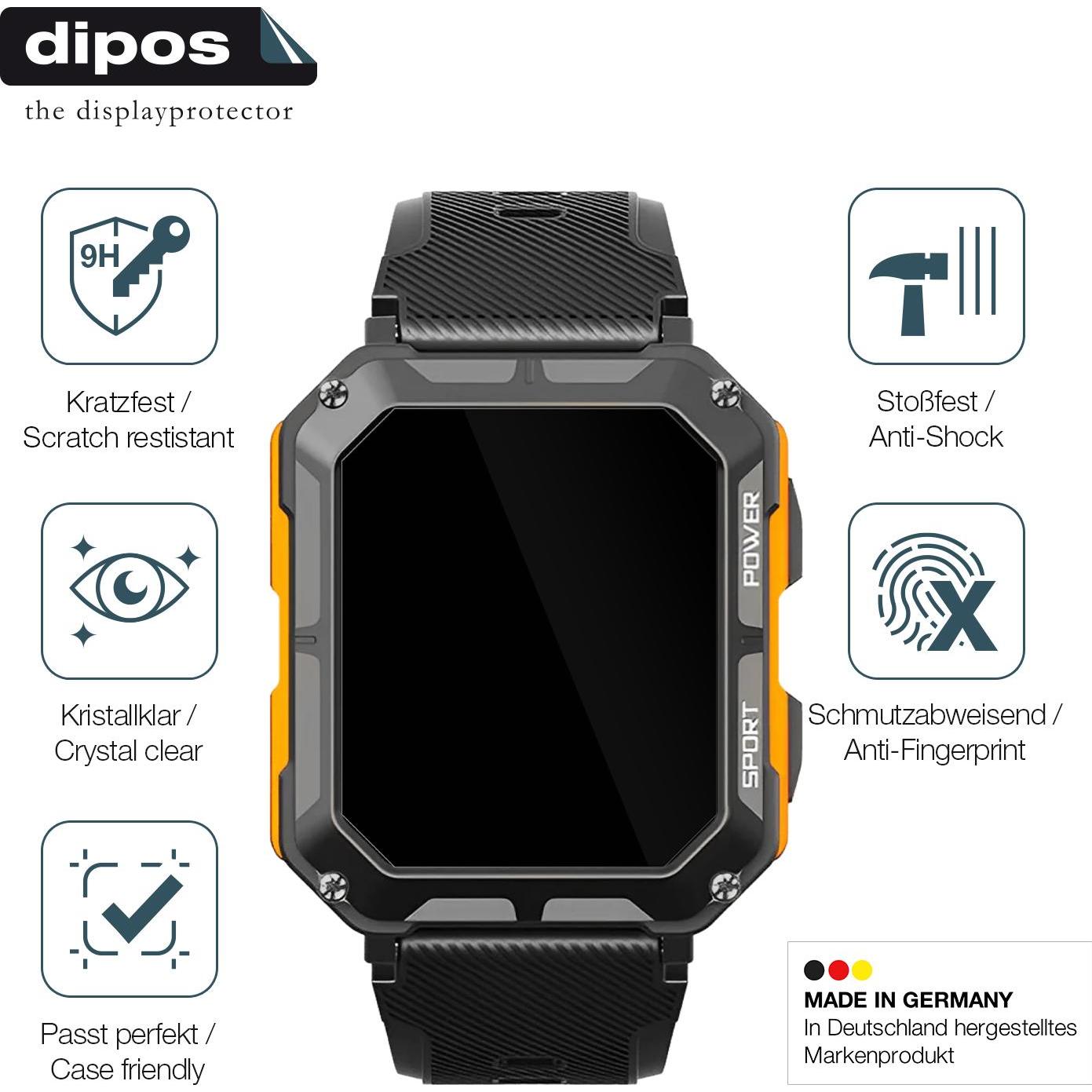 Dipos Anti-Shock Displayschutz 9H, Smartwatch Schutzfolie, Transparent