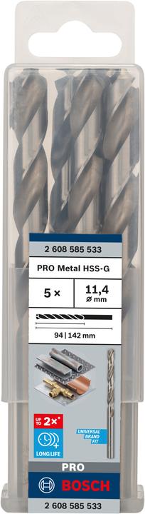 Immagine prodotto Bosch Professional Zubehör Trapano PRO Metal HSS-G, 11,4 x 94 x 142 mm (11,4 mm)