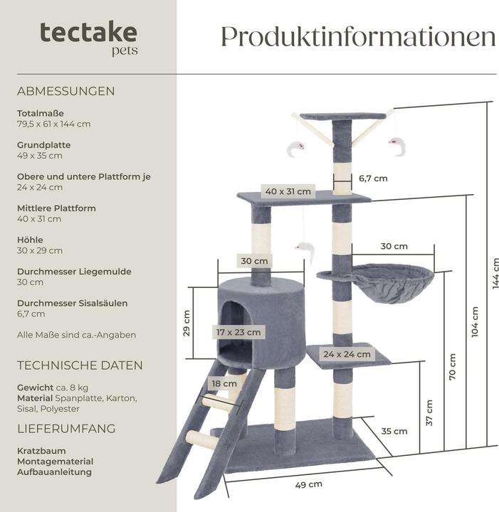 Produktbild tectake Dominik (144 cm, Grau)
