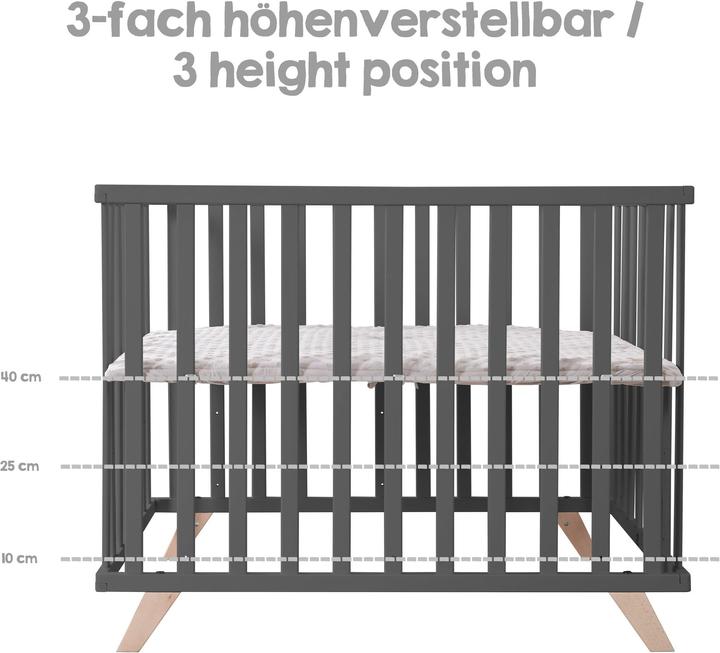 Produktbild Roba Laufgitter 75x100 cm mit Holzfüssen Lil Planet grau (75 cm, 100 cm, Buche, Mischholz)