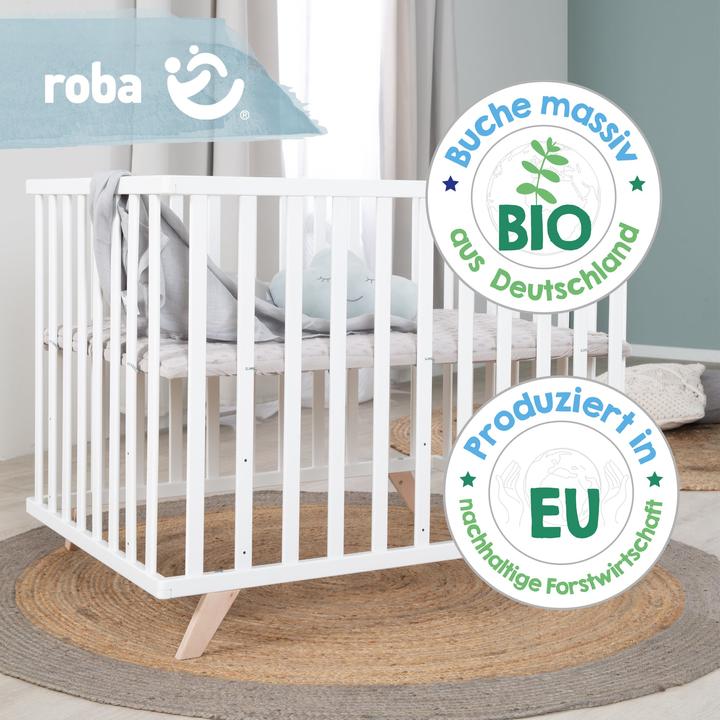 Produktbild Roba Laufgitter 75x100 cm mit Holzfüssen Lil Planet grau (75 cm, 100 cm, Buche, Mischholz)