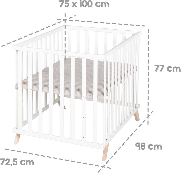 Image du produit Roba Parc 75x100 cm avec pieds en bois Lil Planet gris (72.50 cm, 98 cm)