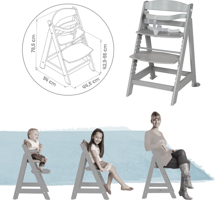 Produktbild Roba Treppenhochstuhl, Set 2in1 Greyish gesteppt (Hochstuhl)