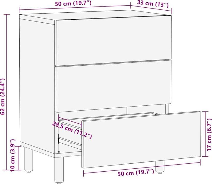 Actual product image vidaXL Bedside table (50 x 33 x 62 cm)