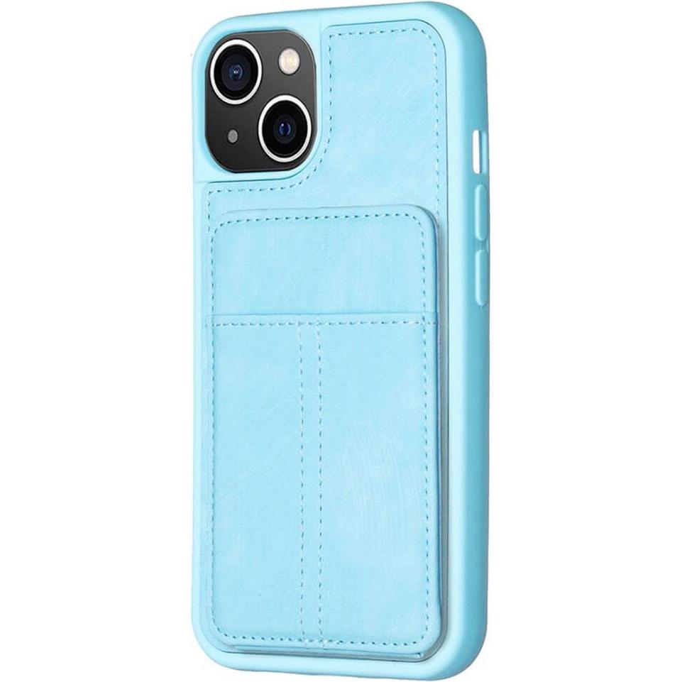 Cover-Discount iPhone 15 - Kickstand Case mit Kartenfächer blau (Apple iPhone 15), Smartphone Hülle, Blau
