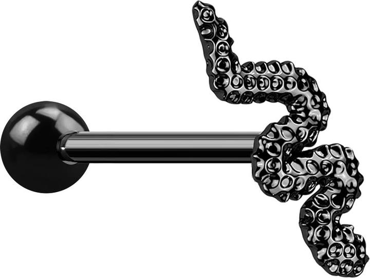 Produktbild Star Piercing Micro Barbell schwarz mit Kugel und Schlange (ohne Messing, Chirurgenstahl 316L)