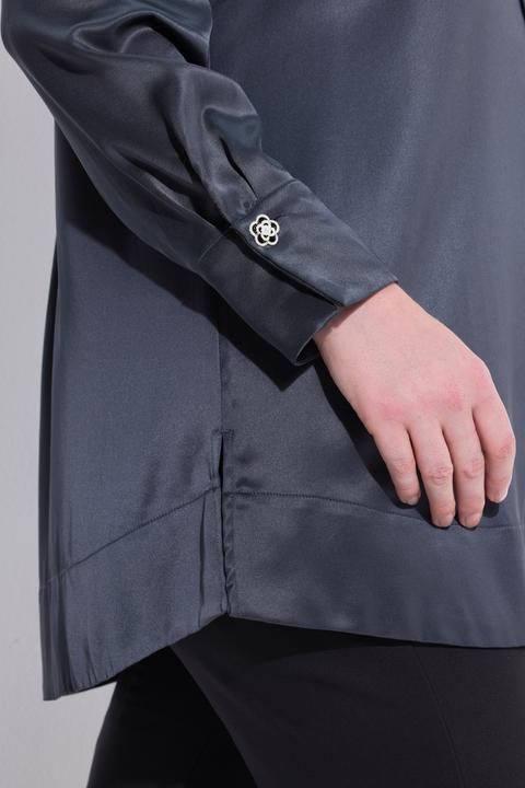 Actual product image Ulla Popken Satin Acetate Long Sleeve Button-Down Blouse (46)