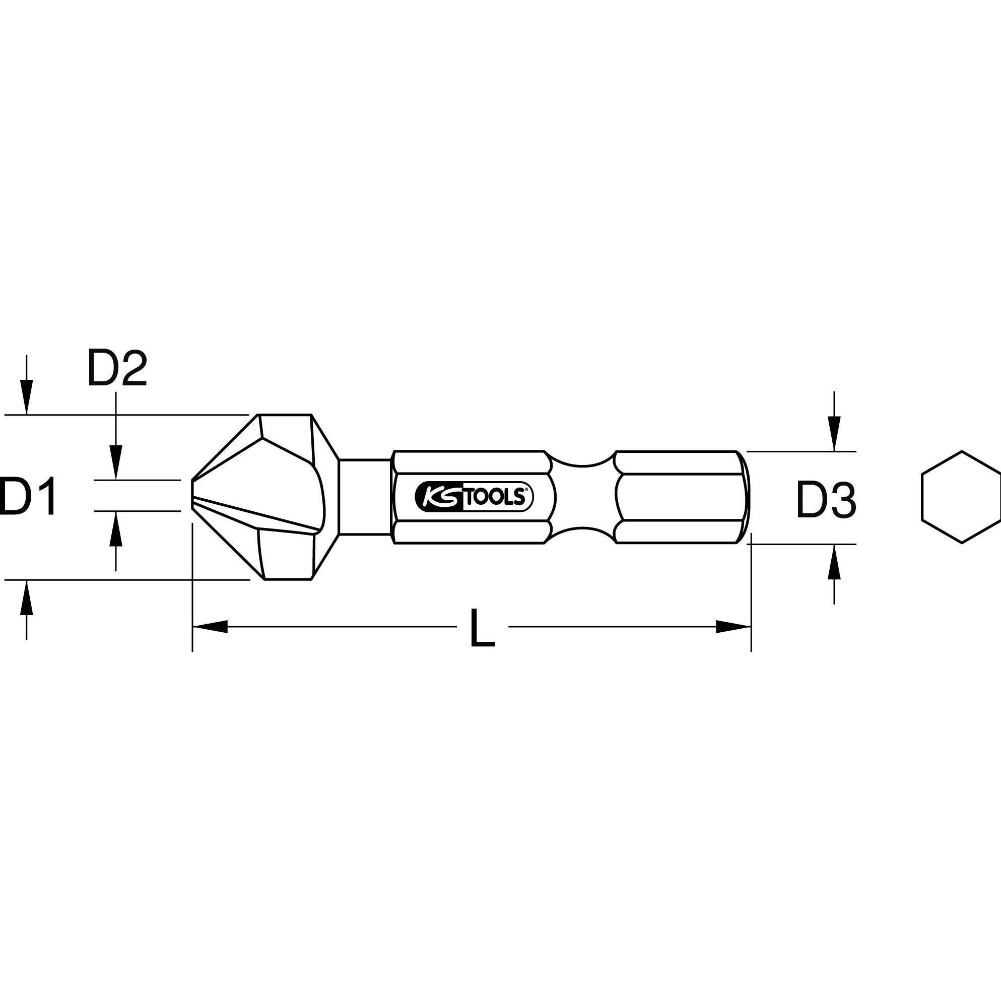 Thumbnail - KS Tools, Bohrereinsatz, 1/4" HSS TiN Kegel- und Entgratsenker-Bit (20.5 Millimeter)