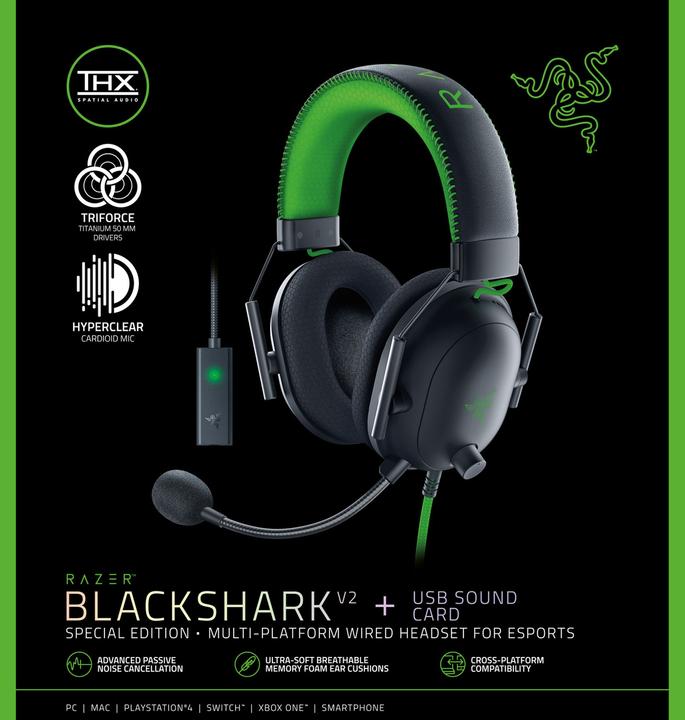 Produktbild Razer Multiplattform BlackShark V2 Special Edition, On-Ear, Mikrofon, Schwarz (Kabelgebunden)