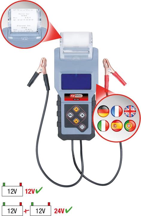 Produktbild KS Tools 12V Digital-Batterie- und Ladesystemtester mit integriertem Drucker (Hand-Multimeter)