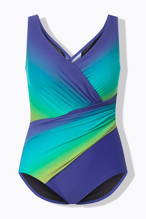 Actual product image Ulla Popken Gradient Wrap Look One Piece Swimsuit (56)