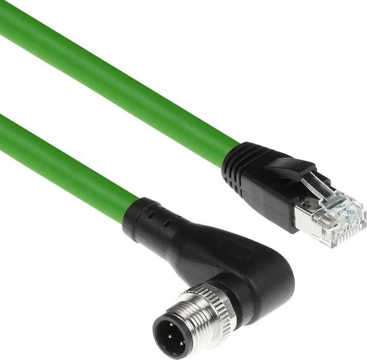 Produktbild ACT Industrial 3.00 meters Sensor cable M12D 4-pin male right angled to RJ45 male, Superflex Xtreme TPE