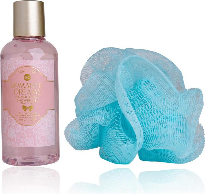 Immagine prodotto Accentra Set da bagno ROMANTIC DREAMS in borsa, incluso gel doccia da 100 ml, spugna da 10 g, fragranza: Tea (Set per la cura dei capelli)
