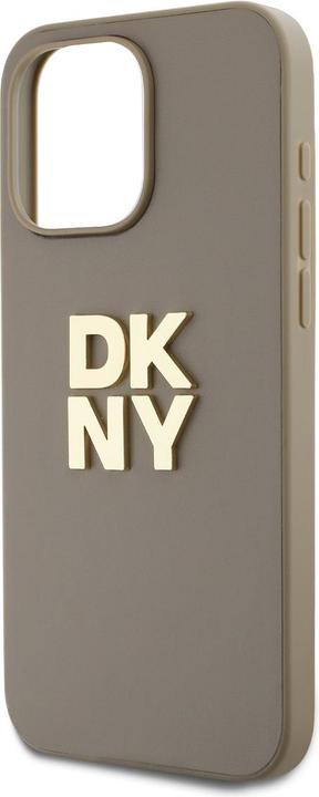Actual product image DKNY PU Leather Stack Logo Wrist Strap Case for iPhone 14 Pro Max Beige (Apple iPhone 14 Pro Max)