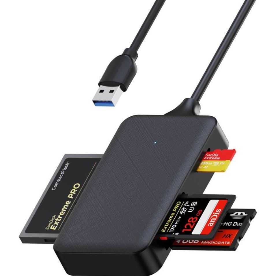 PowerGuard 4-in-1 USB 3.0 Cardreader CompactFlash SD MicroSD MS, Lettore di schede di memoria, Nero