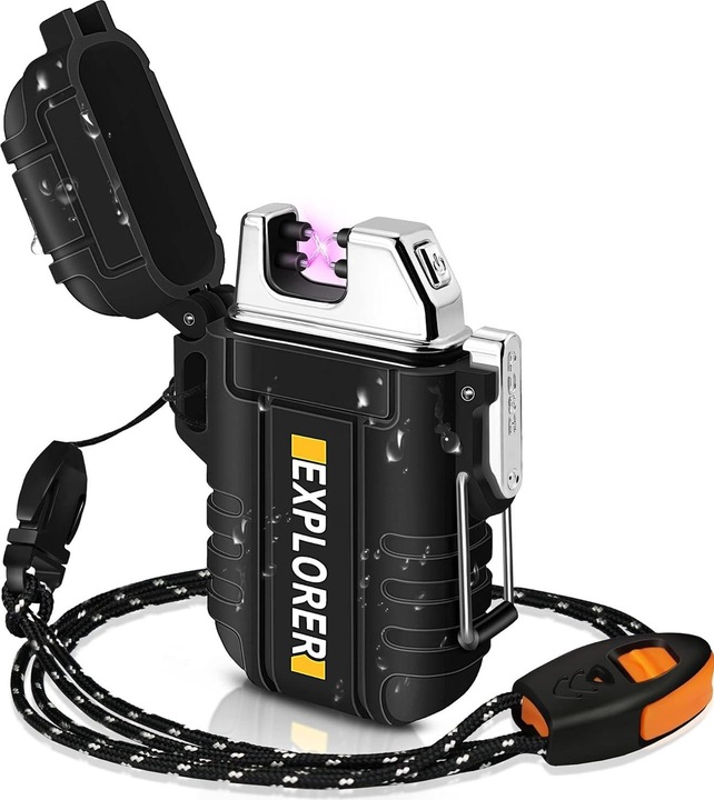Image du produit Swissdetector Briquet électrique à double arc - rechargeable USB - étanche - Noir