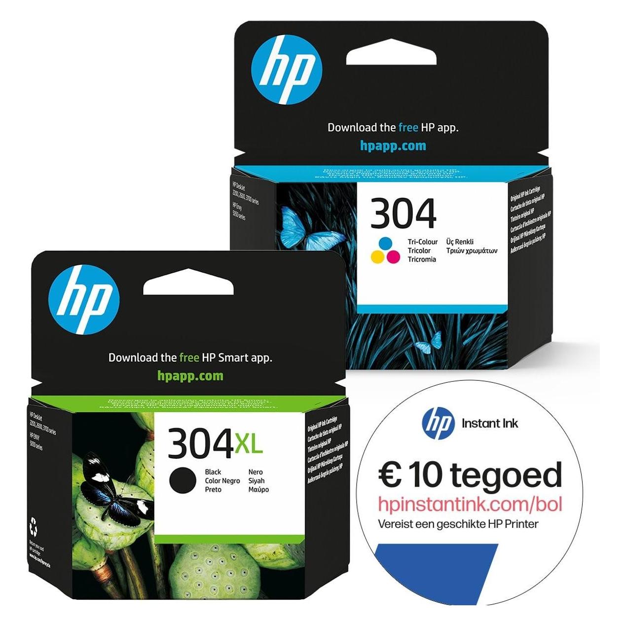 Hp, Inkt, 304 - Inktcartridge 304XL Zwart & 304 Kleur + Instant Inkt Tegoed