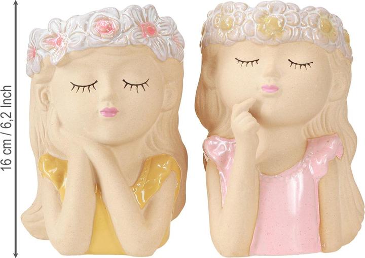 Actual product image Viana Deko Vase mit Blumenkranz zauberhafte Mädchenfigur 2er Set (2x)