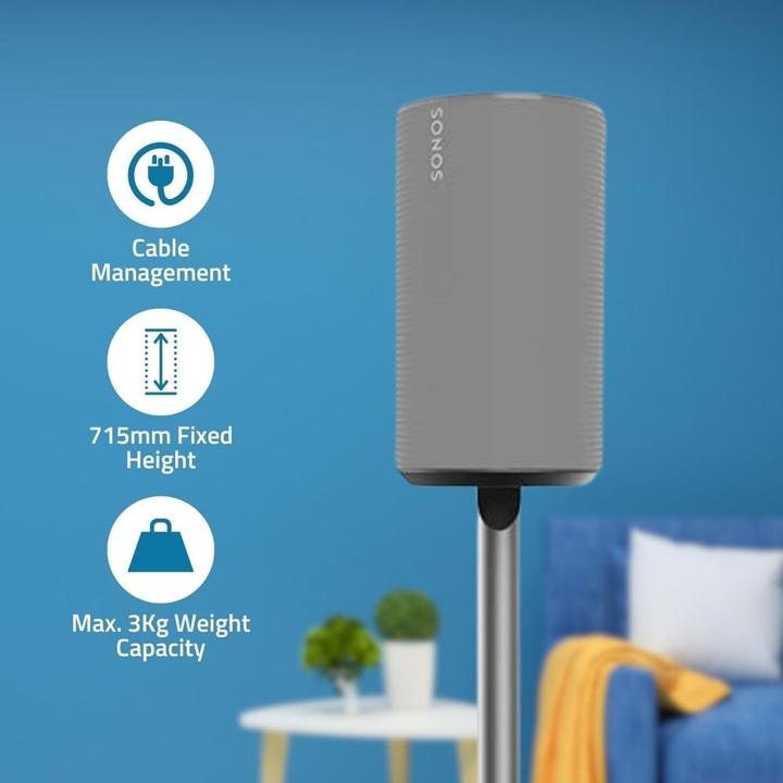 Image du produit Nedis Support de haut-parleur - Compatible avec : Sonos Era100 - Support - 3 kg - Fixe - ABS/métal - (1 pièce, Support, Non mobile)