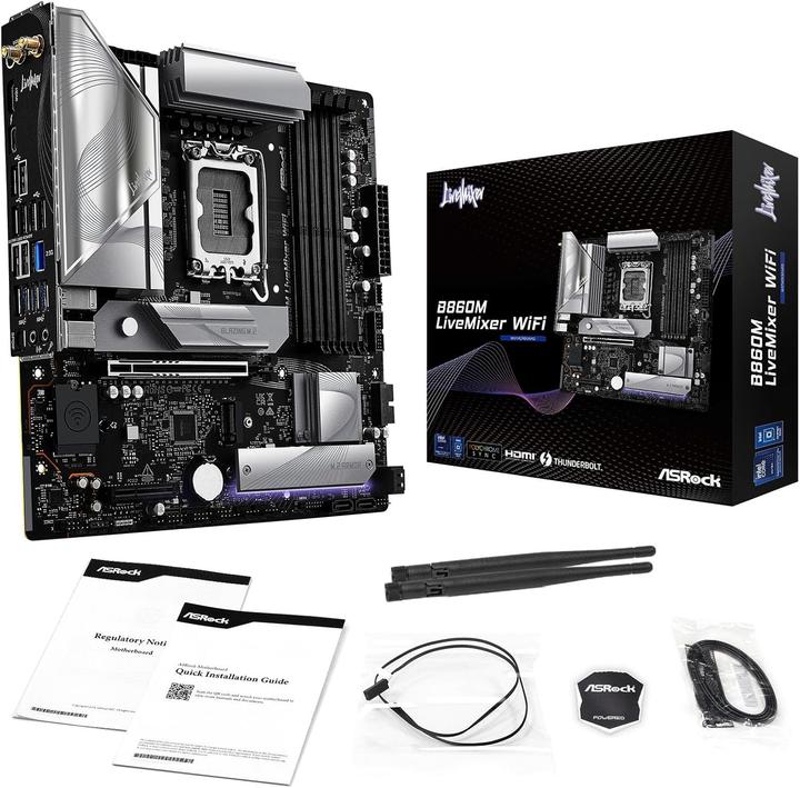 Productafbeelding AsRock B860M LiveMixer WiFi DDR5 Intel S kleinhandel (LGA 1851, Intel B860, mATX)