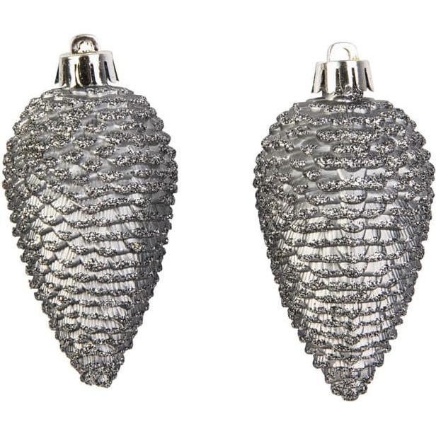MICA Living, Christbaumschmuck, Baumhänger - Zapfen - bruchfest - anthrazit - ca. 8 cm - 6 Stück (6 -teilig)