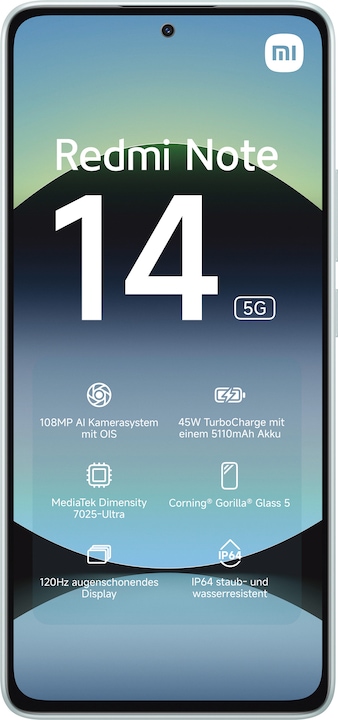Productafbeelding Xiaomi Redmi Note 14 5G (256 GB, Koraalgroen, 6.67", Hybride dubbele SIM, 108 Mpx, 5G)