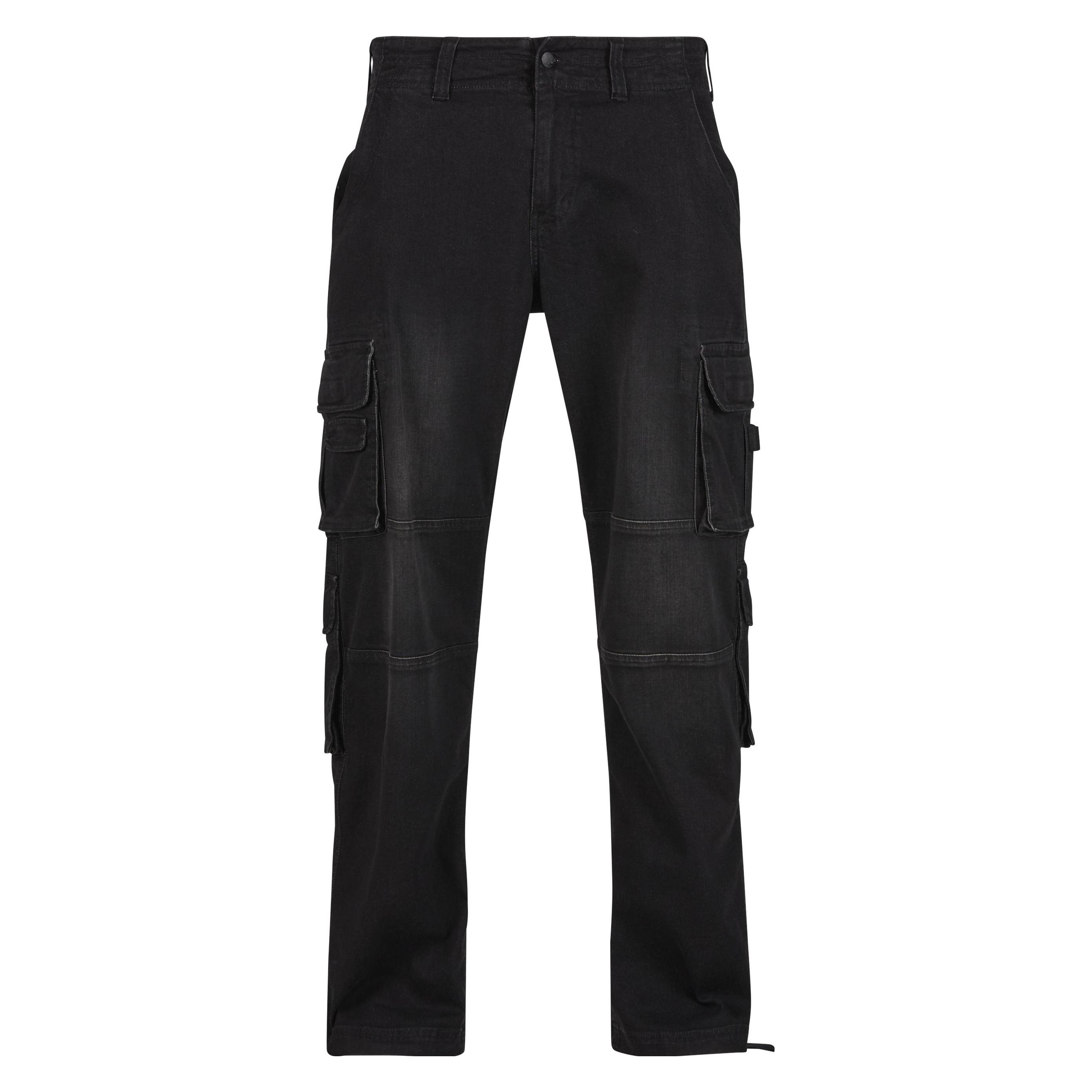 Brandit, Herren, Hosen, Denim Cargo Pants - 174597, Schwarz, (W32/L34)