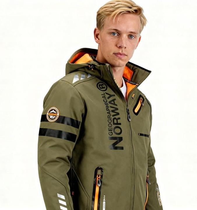 Actual product image Geographical Norway Royaute DB 068 M WY1996H/GN-Kaki / Orange Softshell Jacket