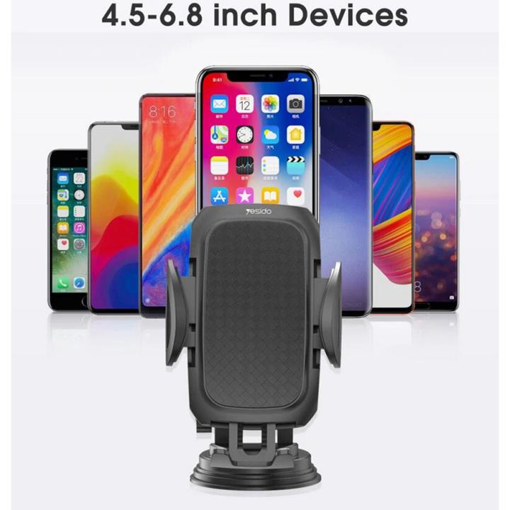 Produktbild Yesido - Car Holder (C111) - Extendable Arm, 360° Rotation Angle, for Dashboard, Windshield - Black