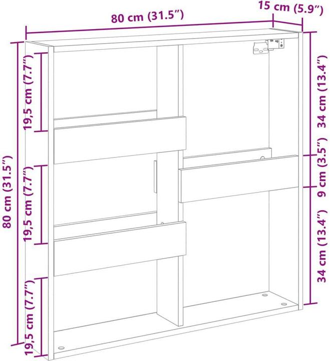 Actual product image vidaXL Wall cabinet (80 x 15 x 80 cm)