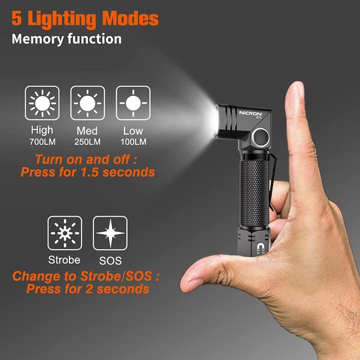 Actual product image Nicron B74 LED Flashlight (112 cm, 700 lm)