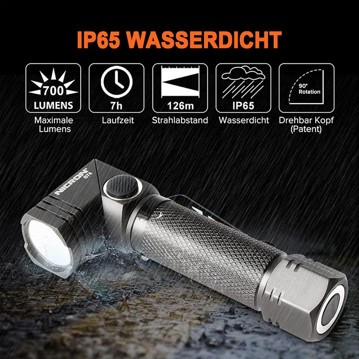 Actual product image Nicron B74 LED Flashlight (112 cm, 700 lm)