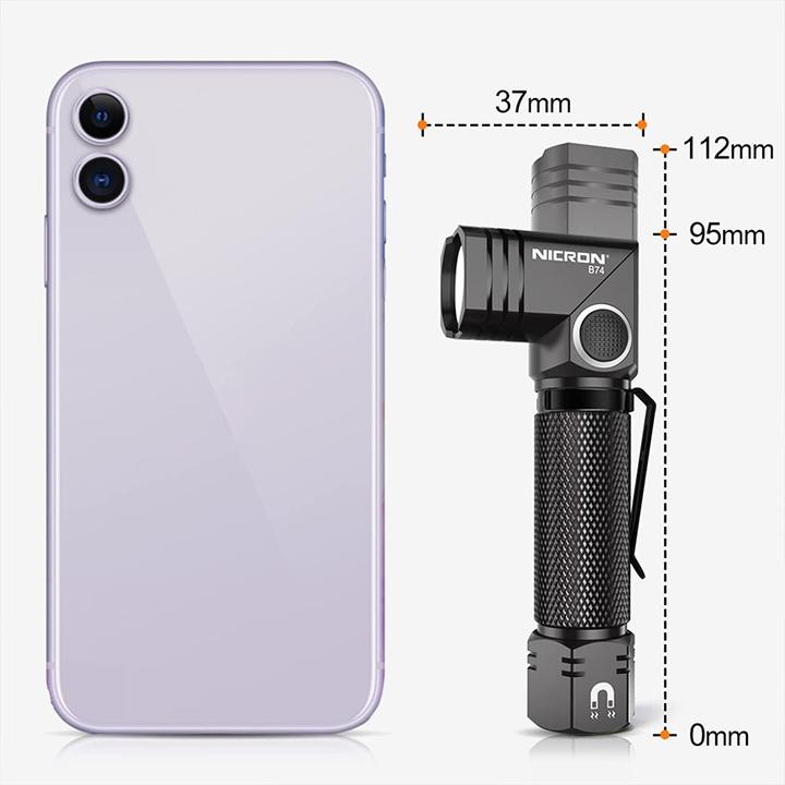 Actual product image Nicron B74 LED Flashlight (112 cm, 700 lm)