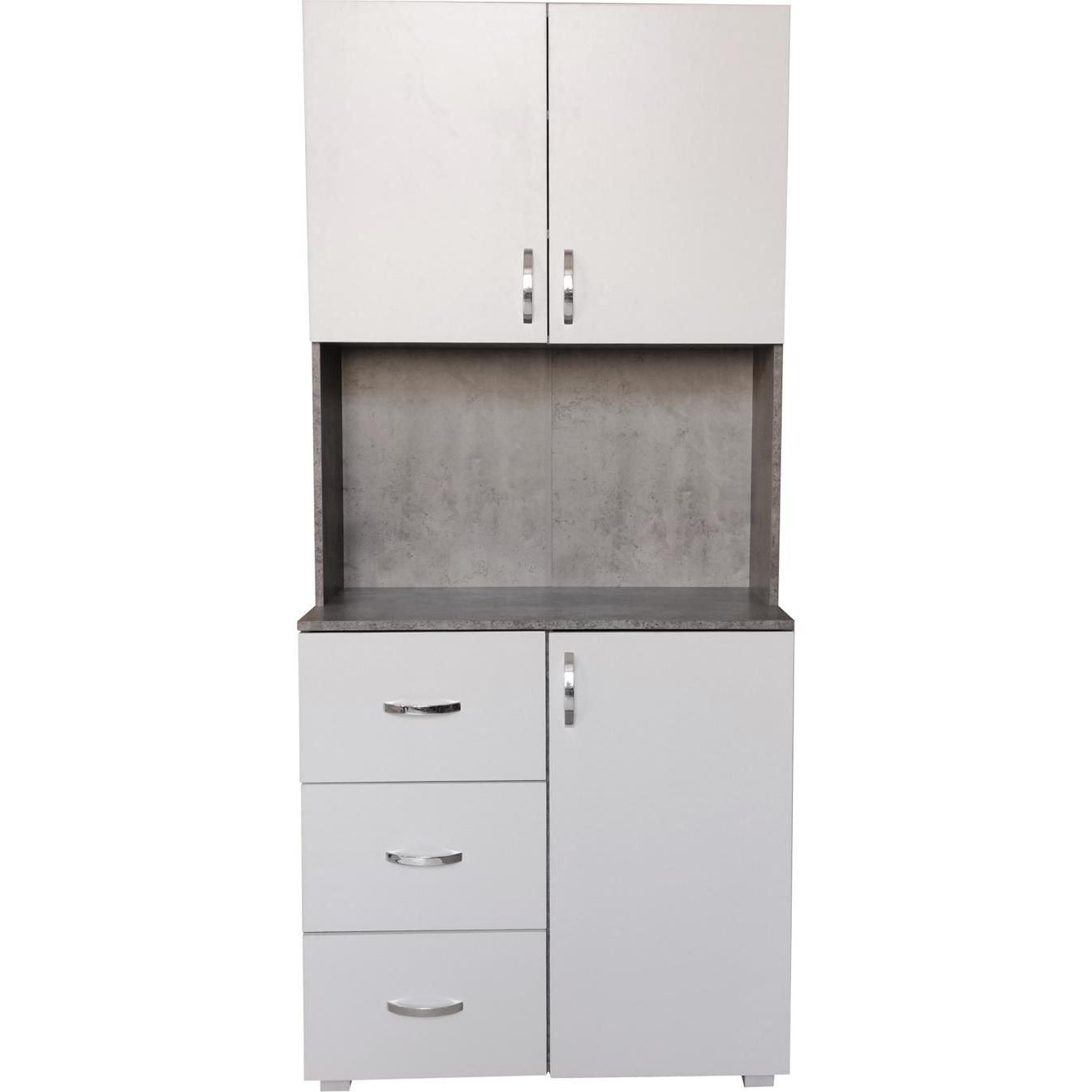 HTI-Living, Regal, Küchenschrank Weiss/Beton Blanca (80 x 180 x 40 cm)