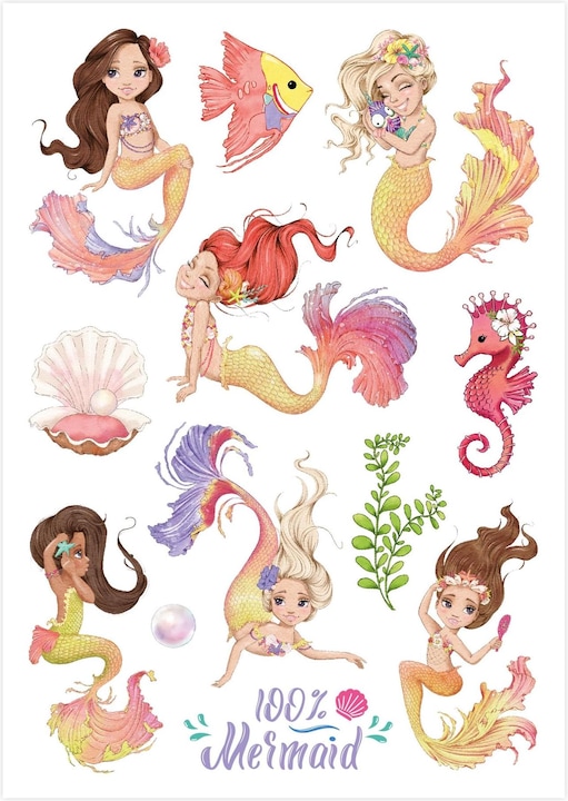 Produktbild Papierdrachen Metallic Tattoos – Meerjungfrauen
